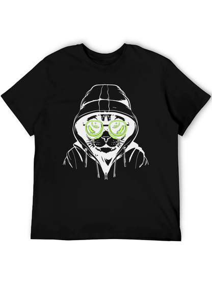 Hooded Cat T-Shirt - Hacker Style