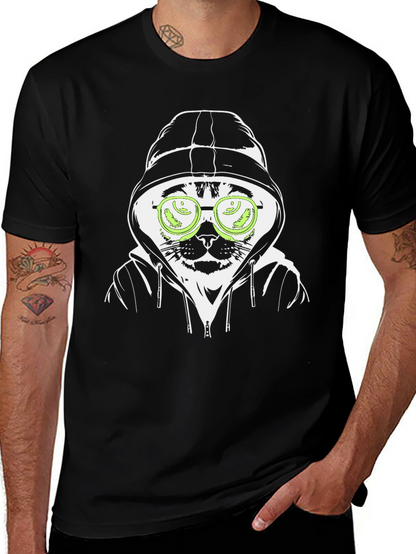 Hooded Cat T-Shirt - Hacker Style
