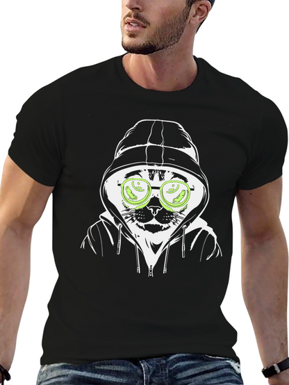 Hooded Cat T-Shirt - Hacker Style
