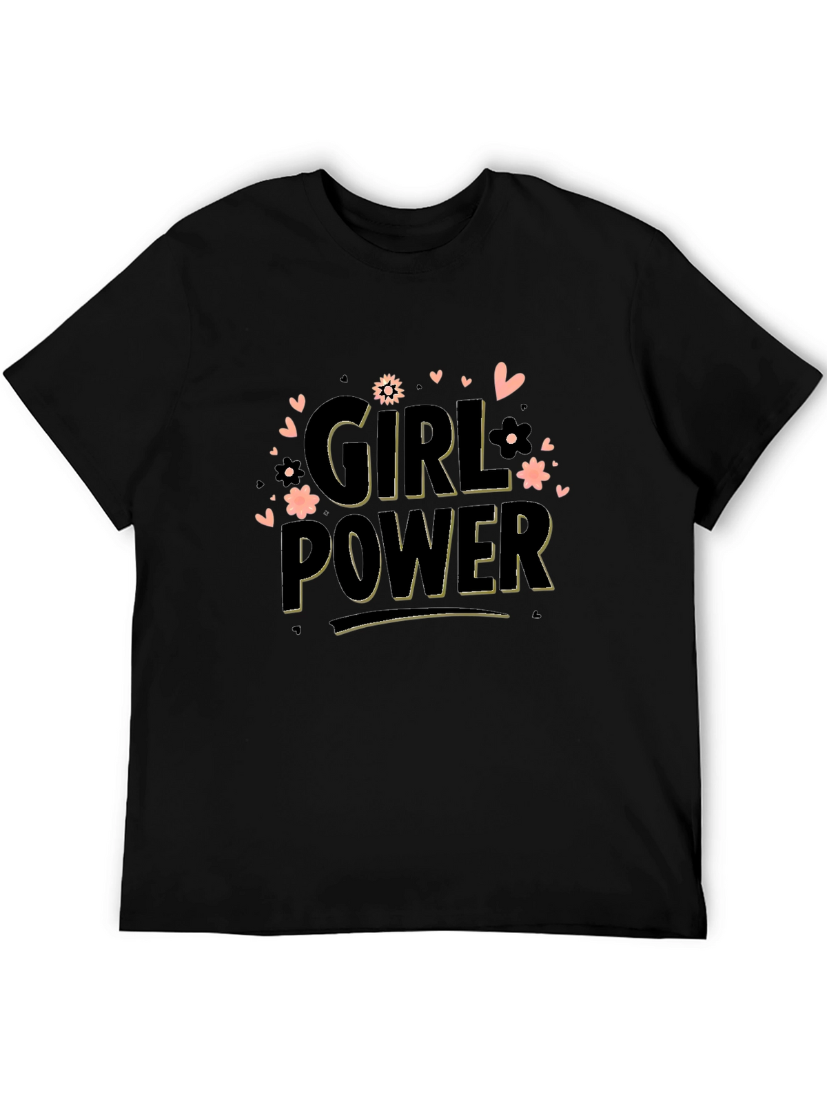 Girl Power Graphic Tee - Black Cotton Blend