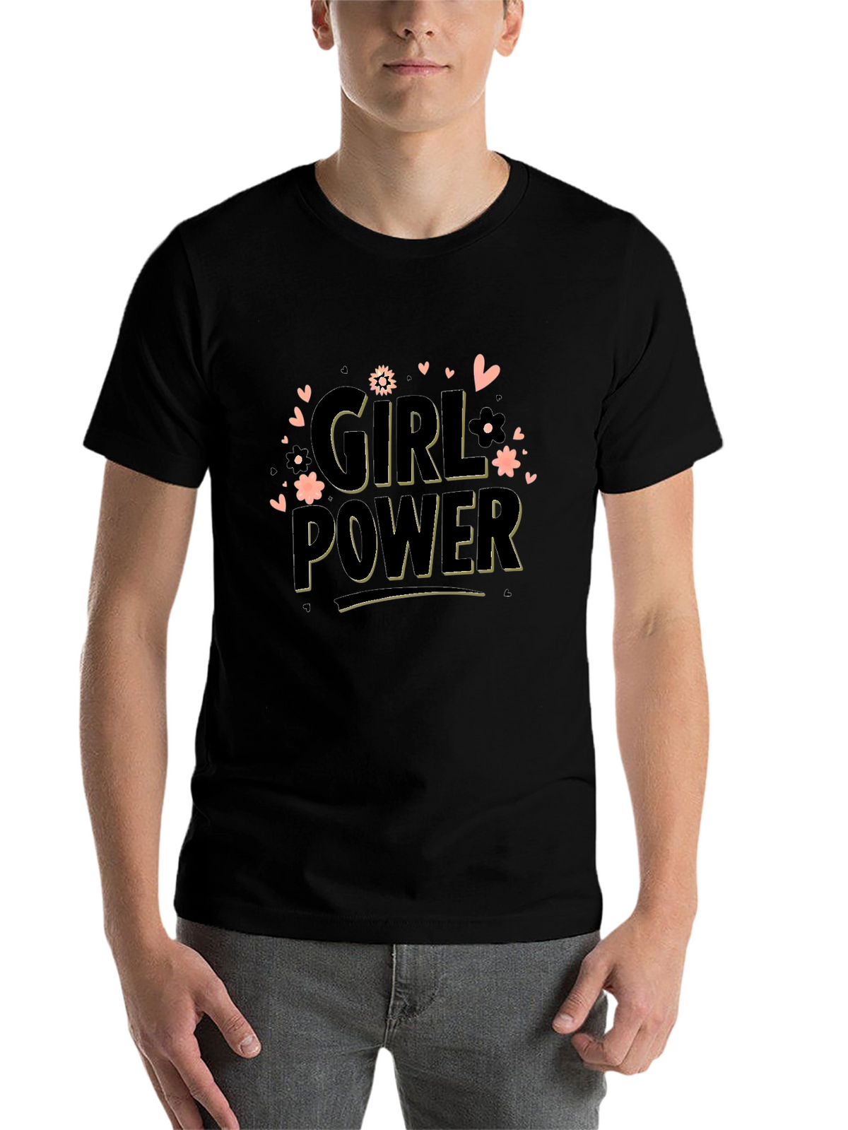 Girl Power Graphic Tee - Black Cotton Blend