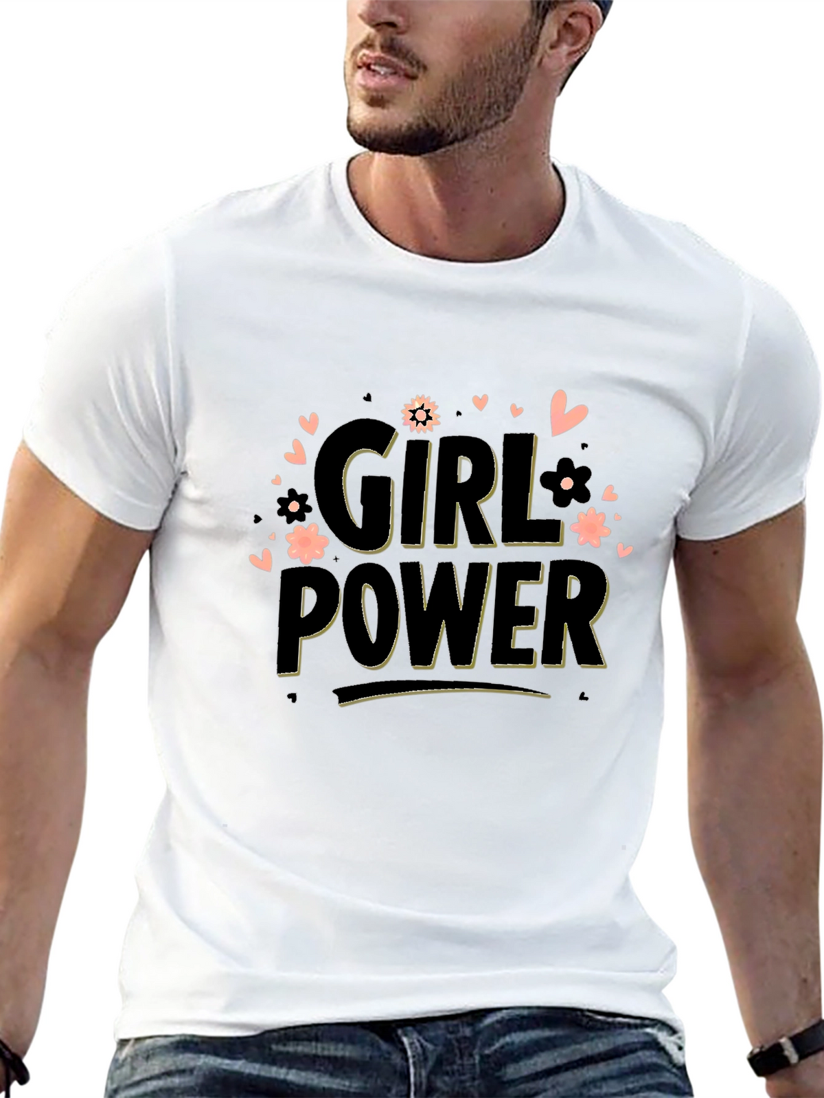 Girl Power Graphic Tee - Black Cotton Blend