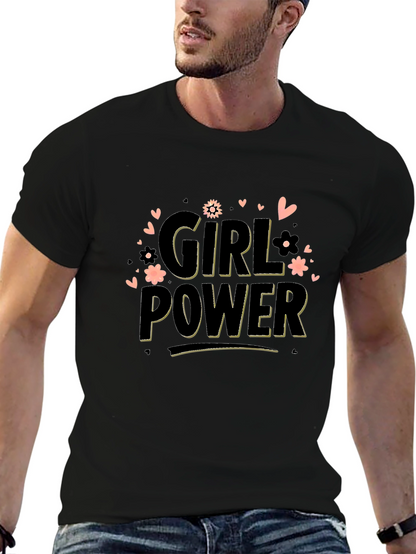 Girl Power Graphic Tee - Black Cotton Blend
