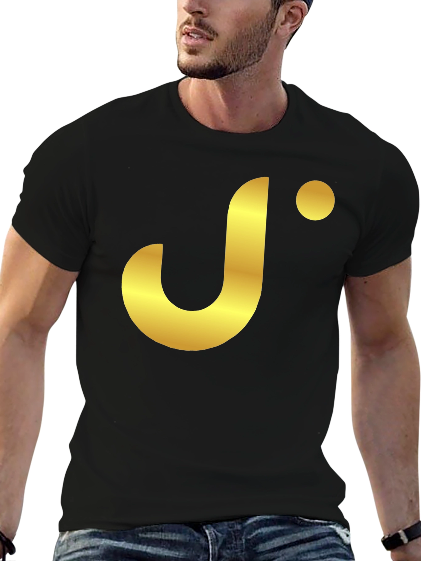 Stylish Black T-Shirt with Gold J Logo