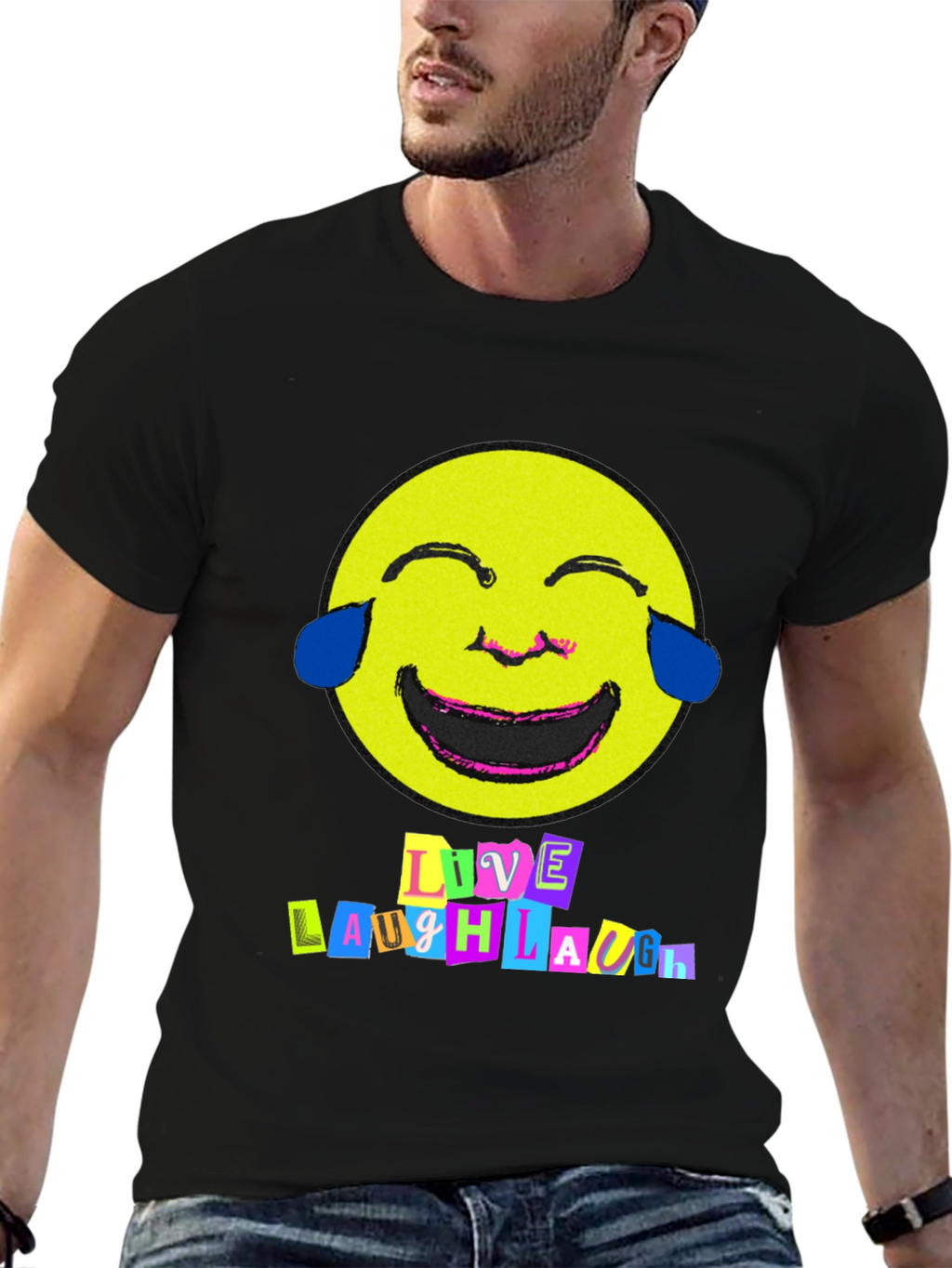 Live Laugh Laugh T-Shirt - Black Graphic Tee