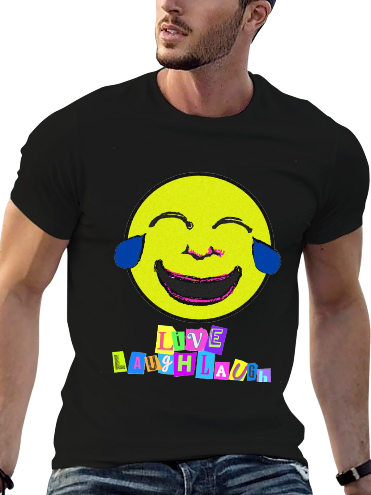Live Laugh Laugh T-Shirt - Black Graphic Tee