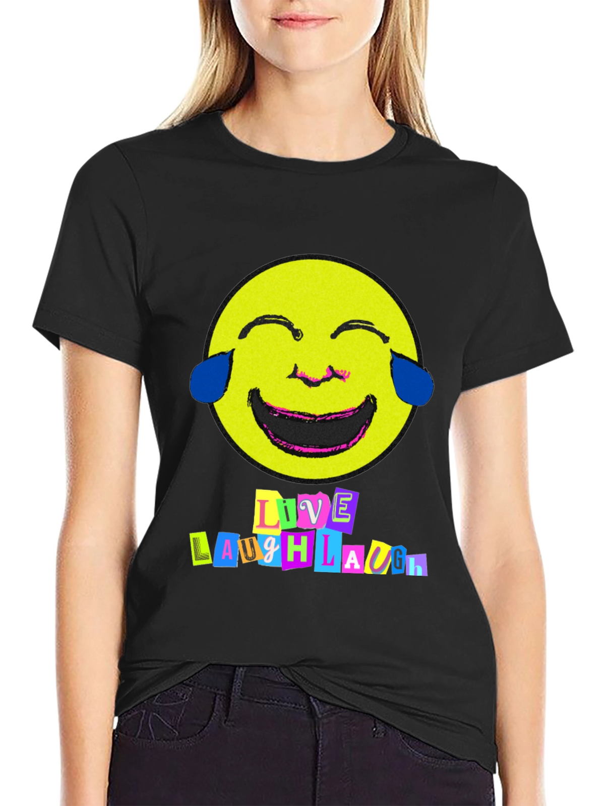 Live Laugh Laugh T-Shirt - Black Graphic Tee