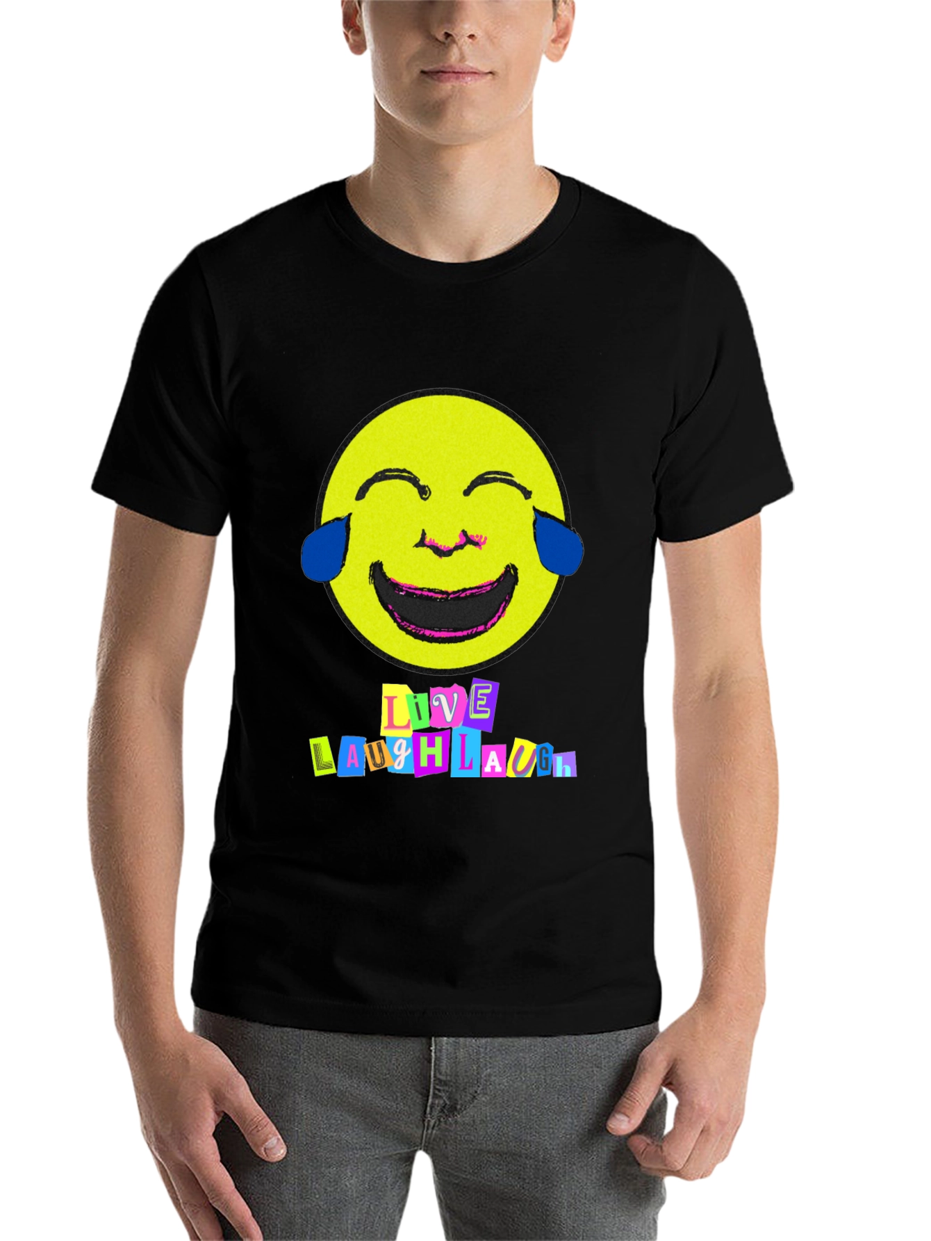 Live Laugh Laugh T-Shirt - Black Graphic Tee