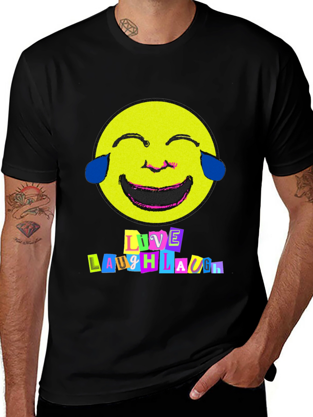 Live Laugh Laugh T-Shirt - Black Graphic Tee