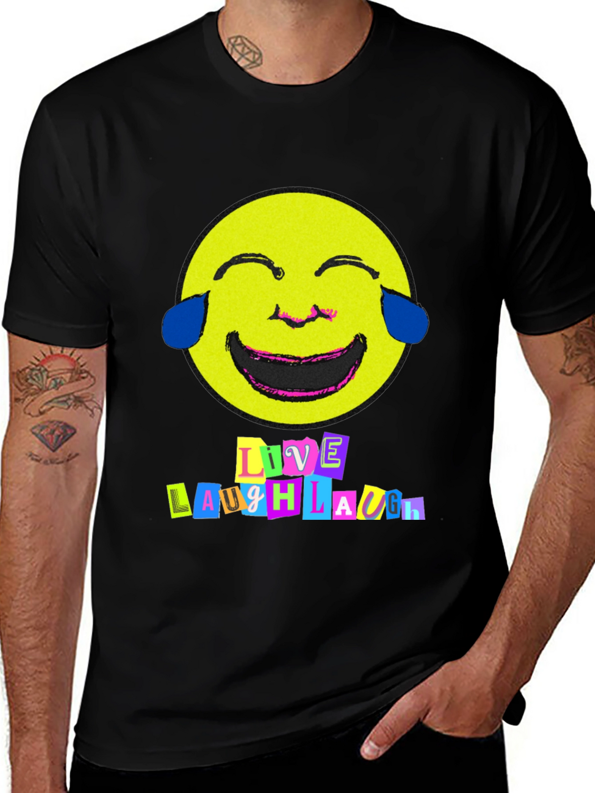 Live Laugh Laugh T-Shirt - Black Graphic Tee