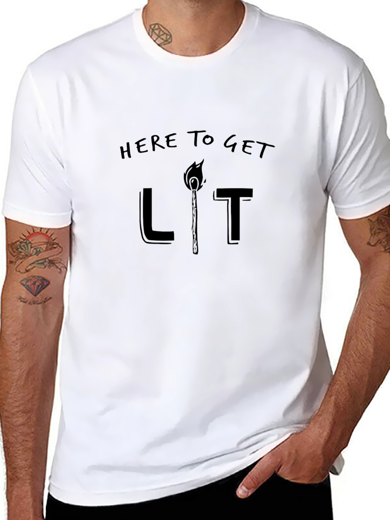 Here to Get Lit T-Shirt - Black Cotton Tee