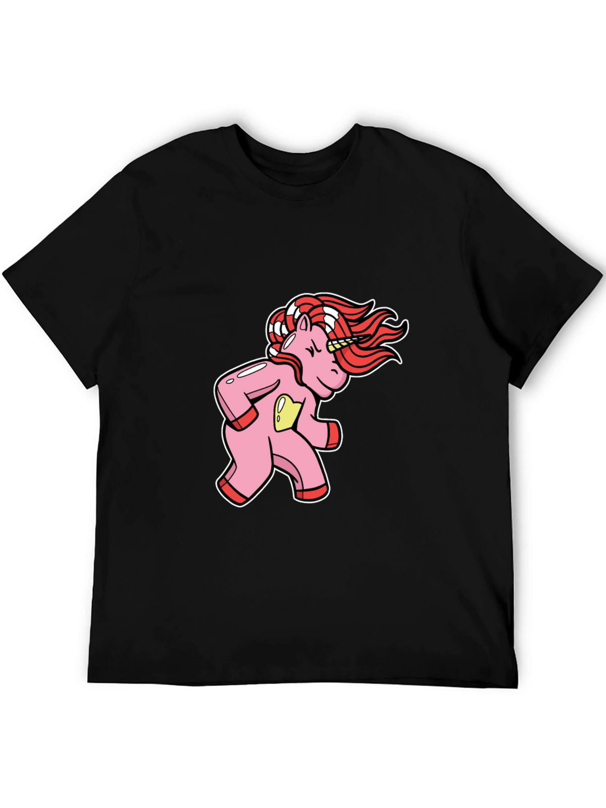 Unicorn Cartoon Graphic Black T-Shirt