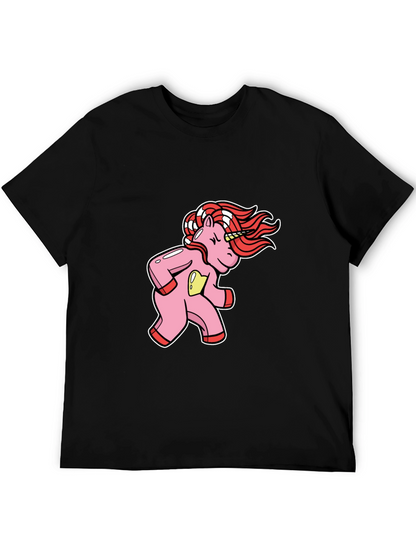 Unicorn Cartoon Graphic Black T-Shirt