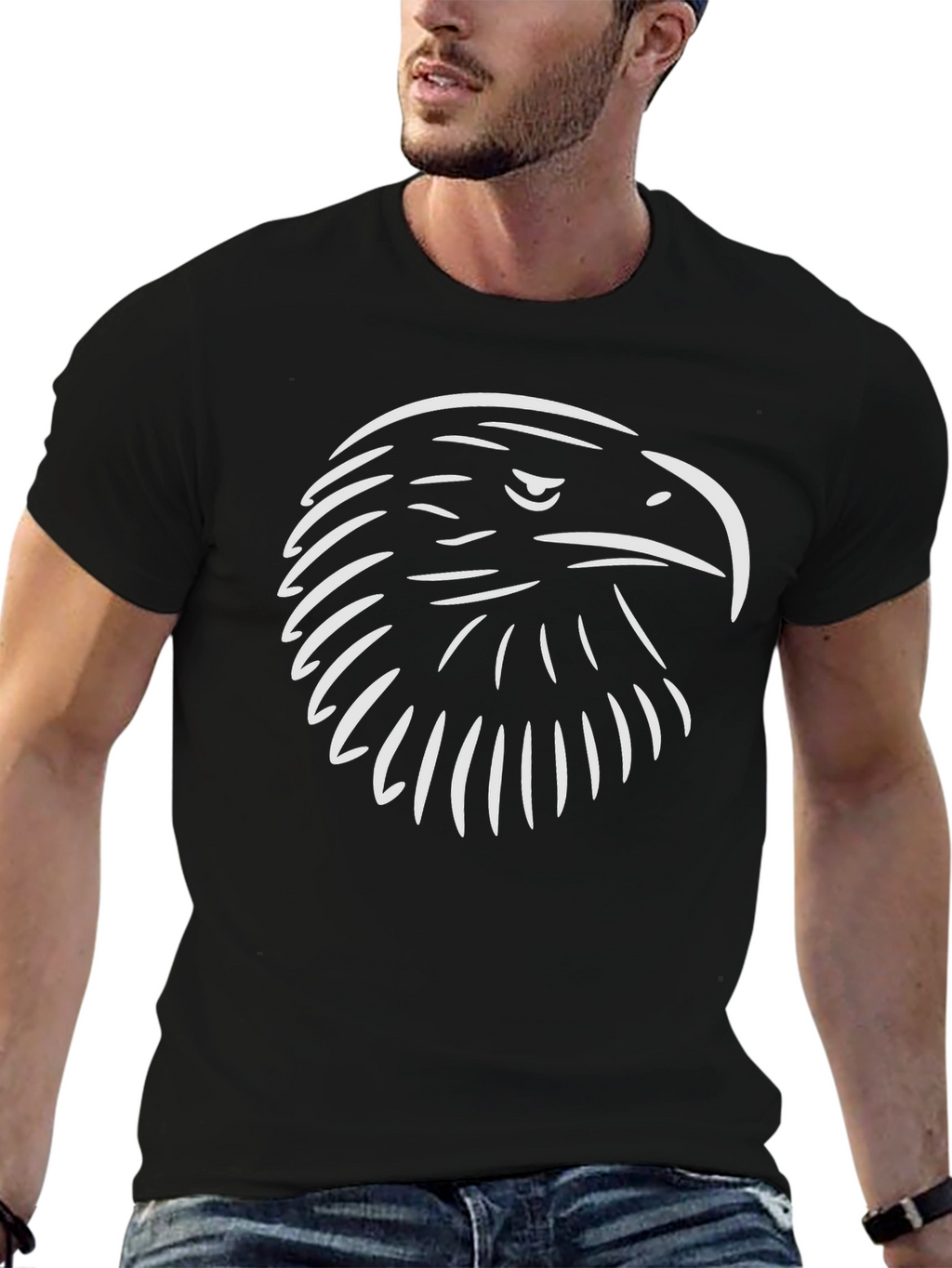 Black Eagle Head Graphic T-Shirt