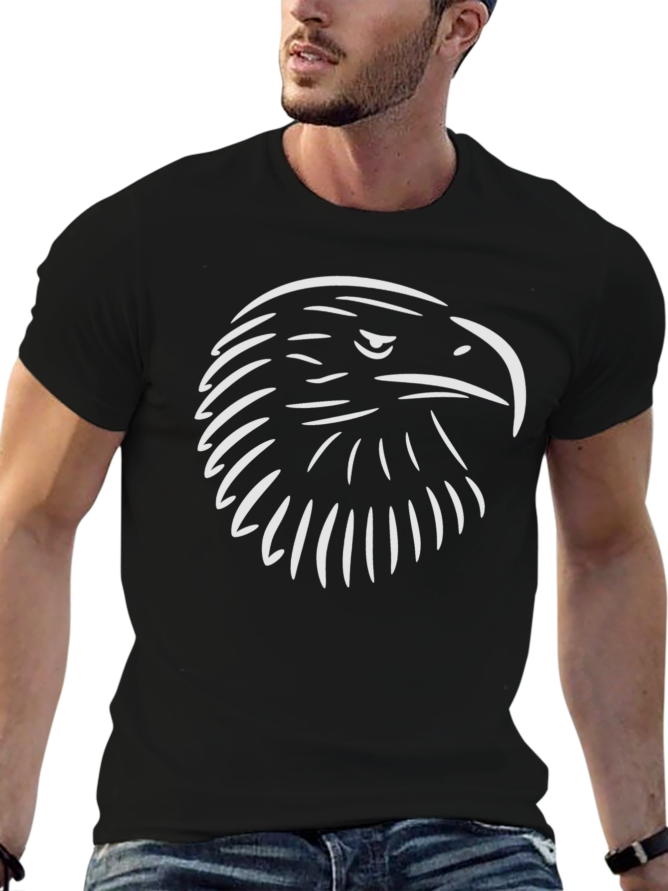 Black Eagle Head Graphic T-Shirt
