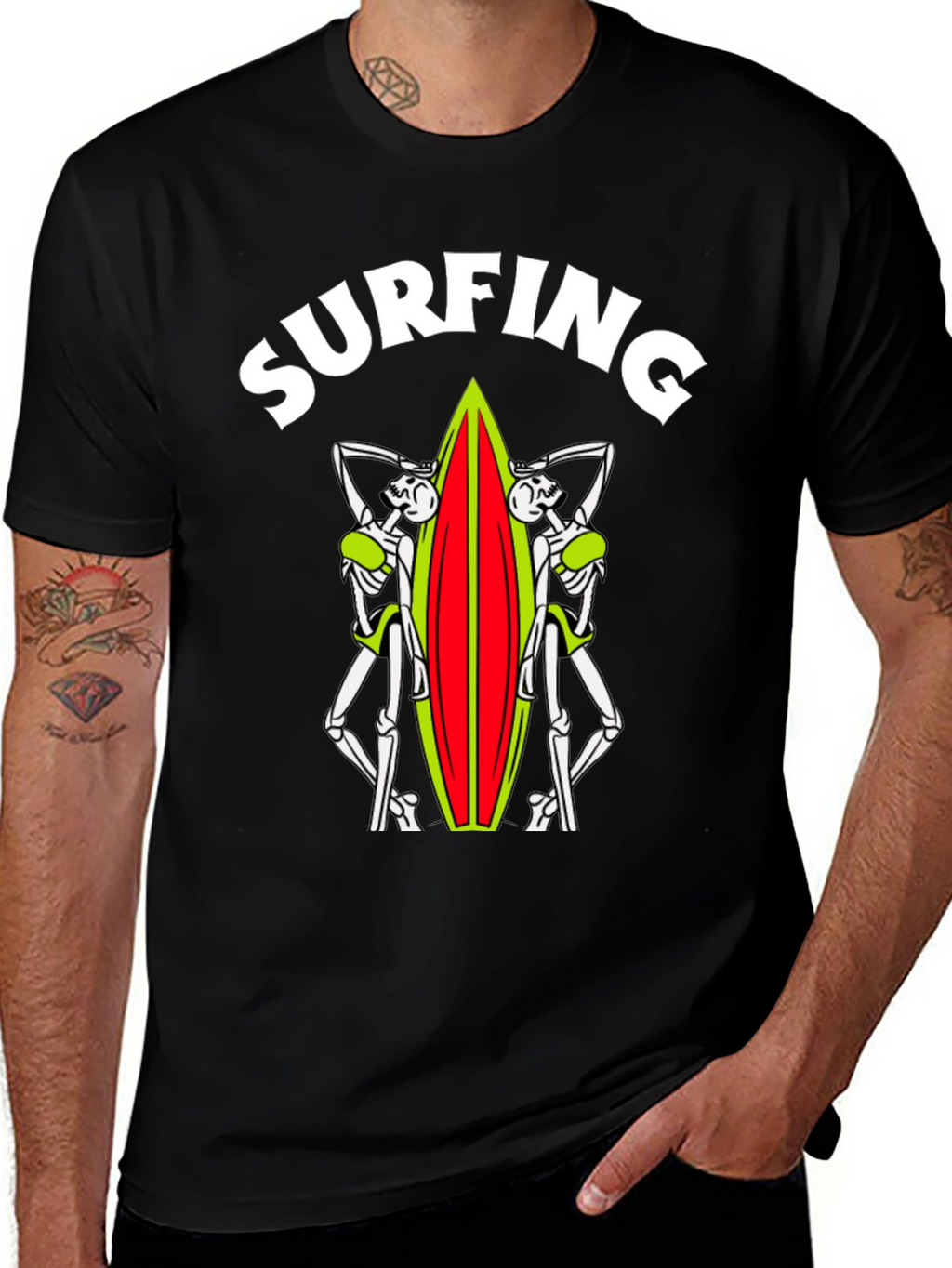 Skeleton Surfer T-Shirt - Ride the Afterlife!