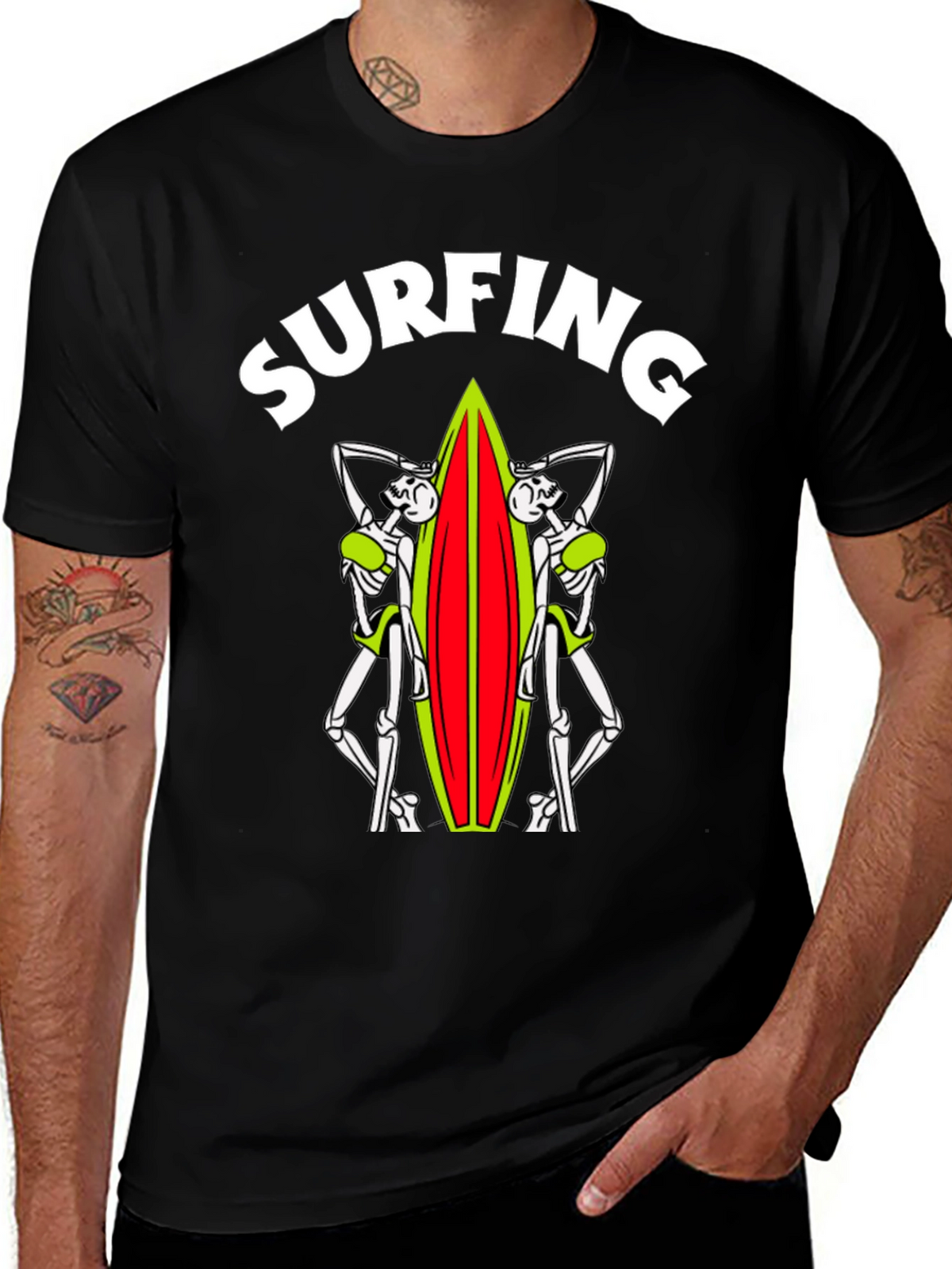 Skeleton Surfer T-Shirt - Ride the Afterlife!