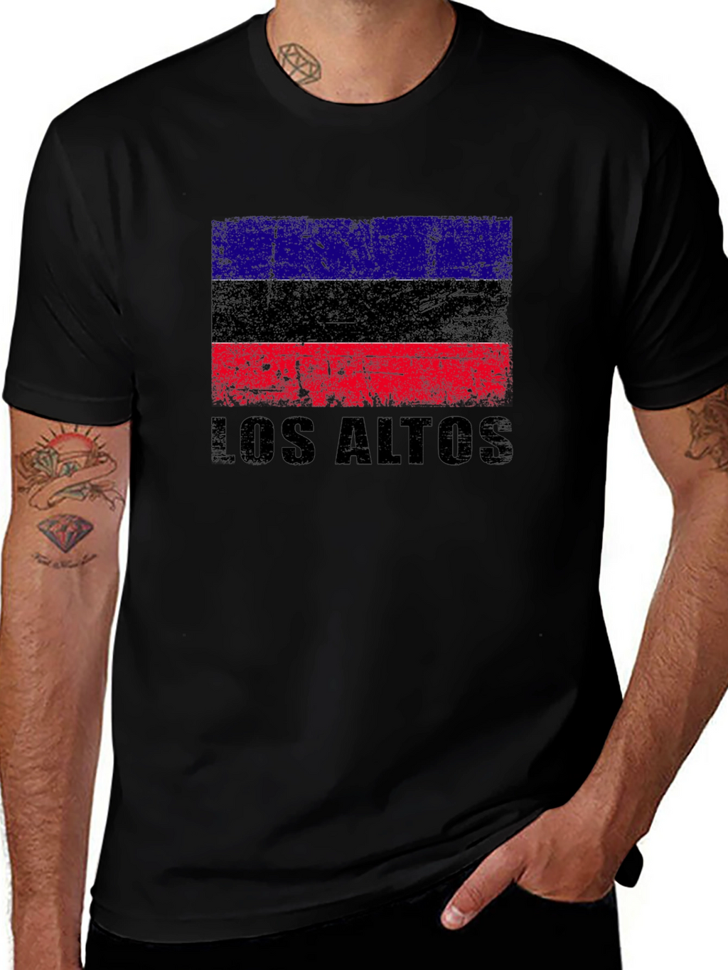 Los Altos Flag Graphic Black T-Shirt