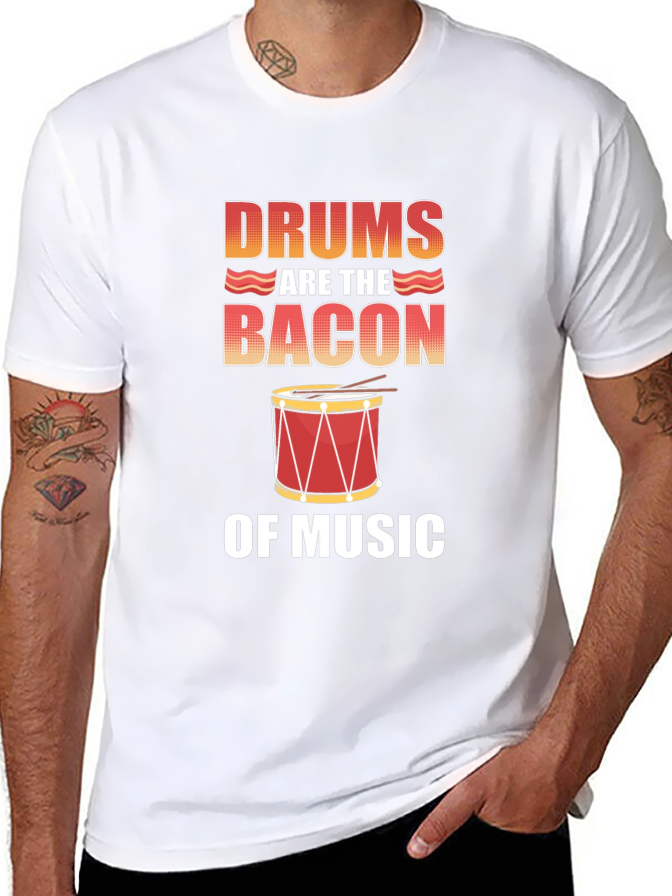 Drums Are The Bacon of Music T-Shirt - Black
