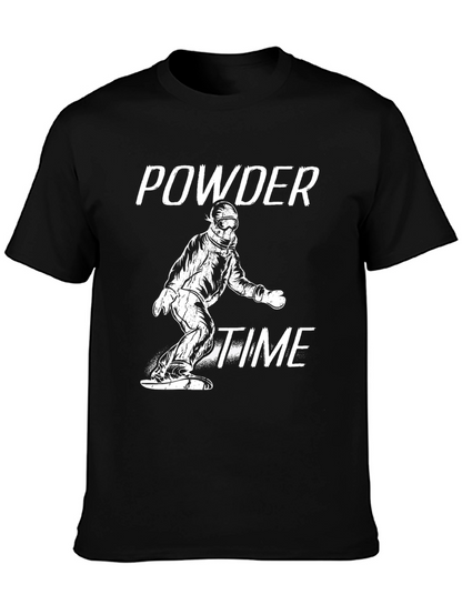 Powder Time Snowboard T-Shirt - Black Graphic Tee