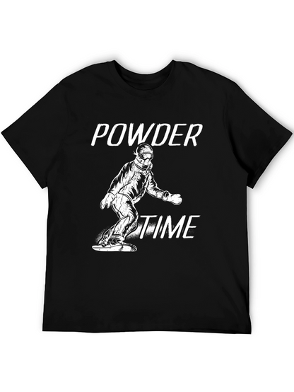 Powder Time Snowboard T-Shirt - Black Graphic Tee