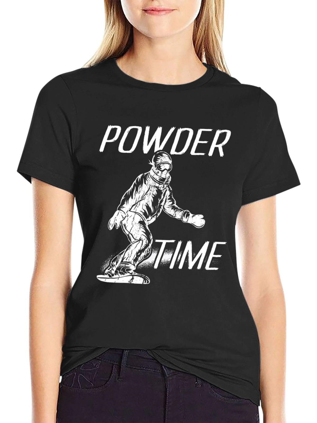 Powder Time Snowboard T-Shirt - Black Graphic Tee