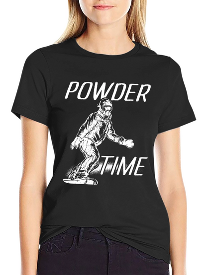 Powder Time Snowboard T-Shirt - Black Graphic Tee