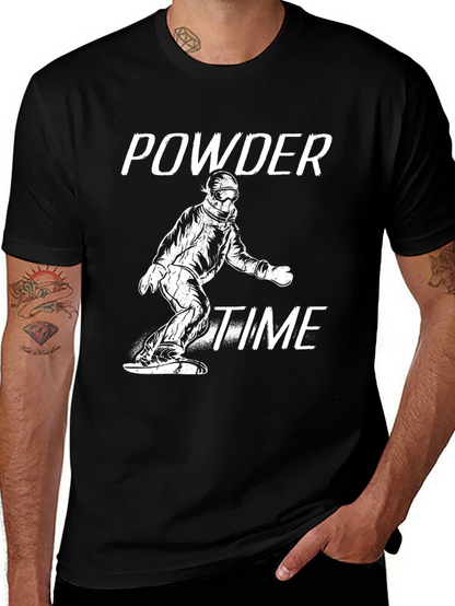 Powder Time Snowboard T-Shirt - Black Graphic Tee