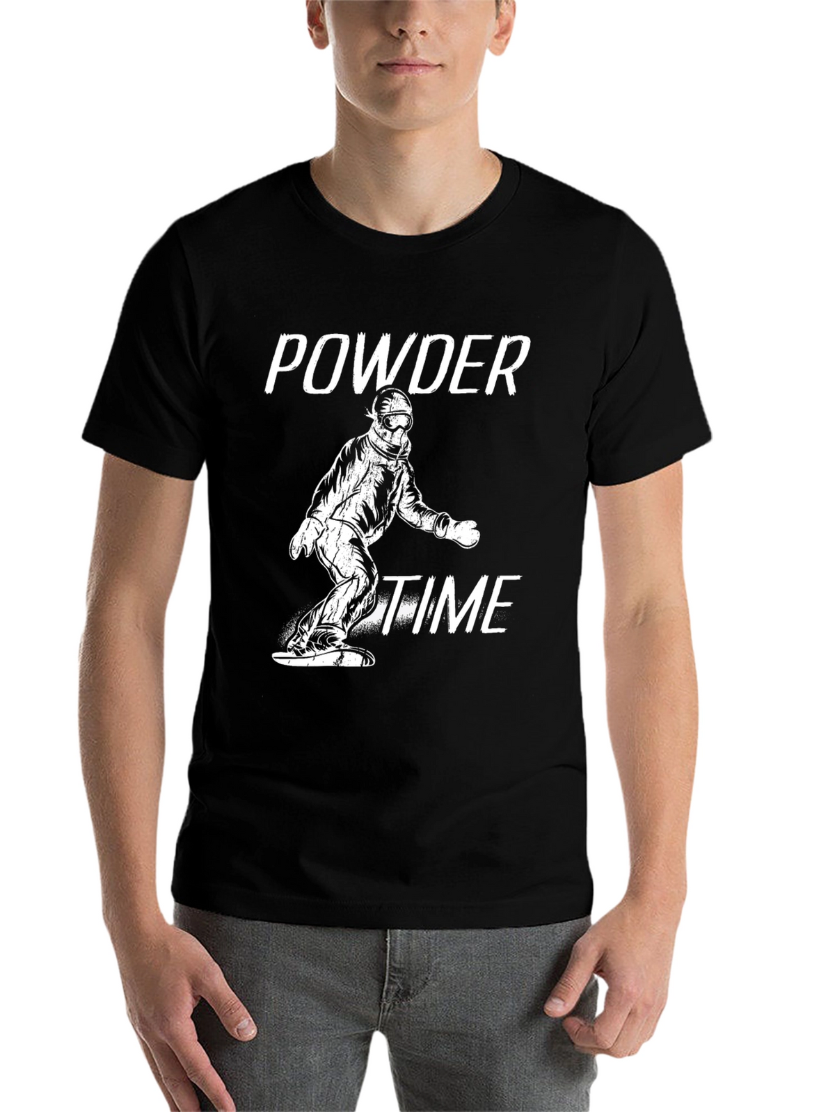 Powder Time Snowboard T-Shirt - Black Graphic Tee