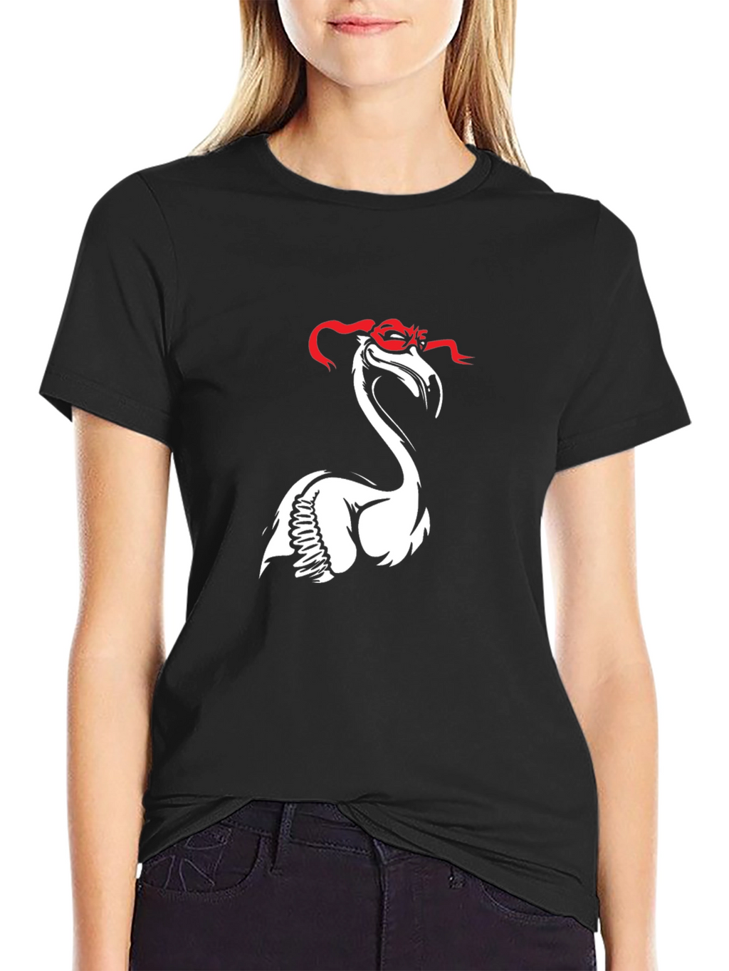 Flamingo Ninja T-Shirt - Black Cotton Tee