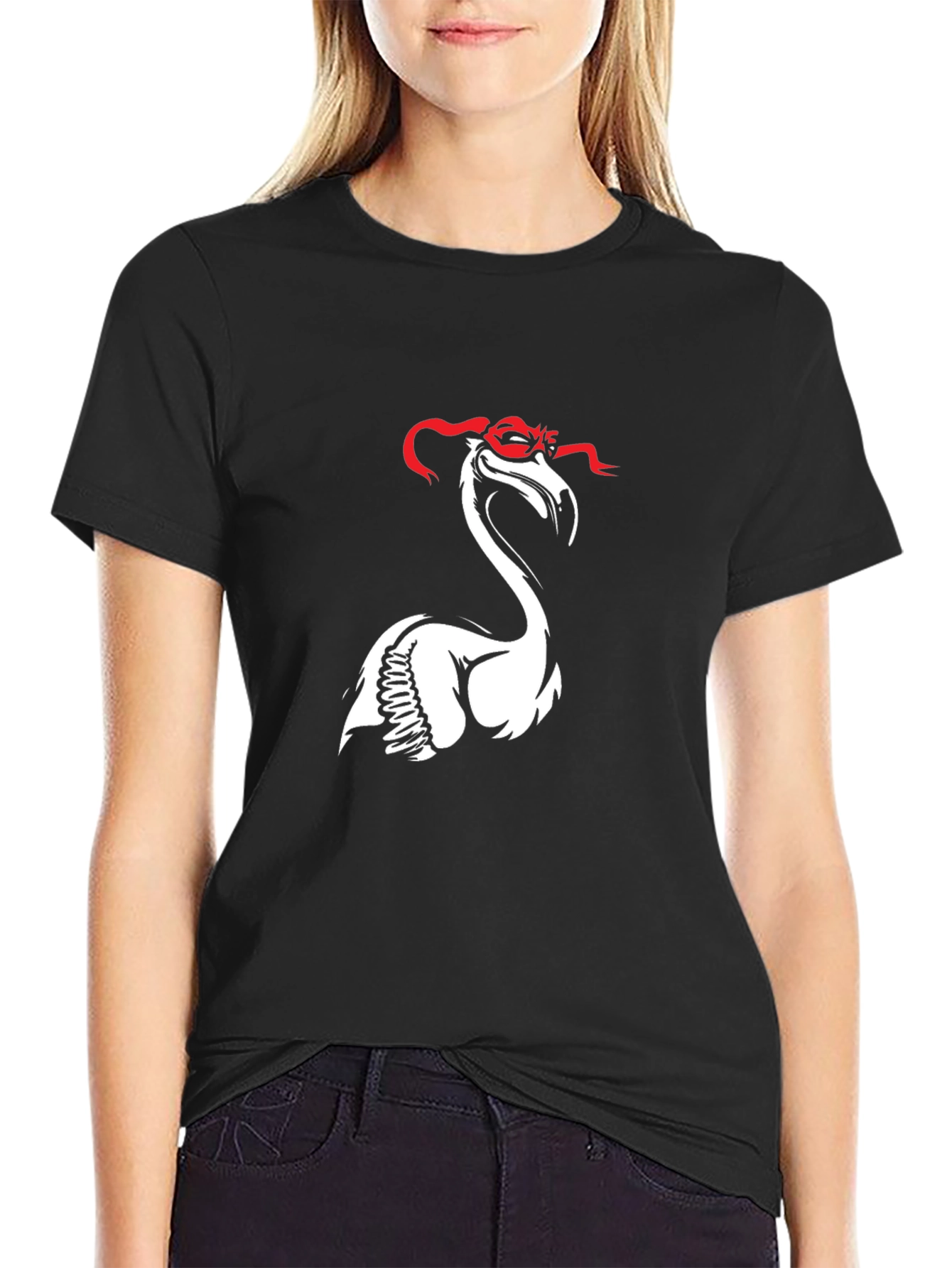 Flamingo Ninja T-Shirt - Black Cotton Tee