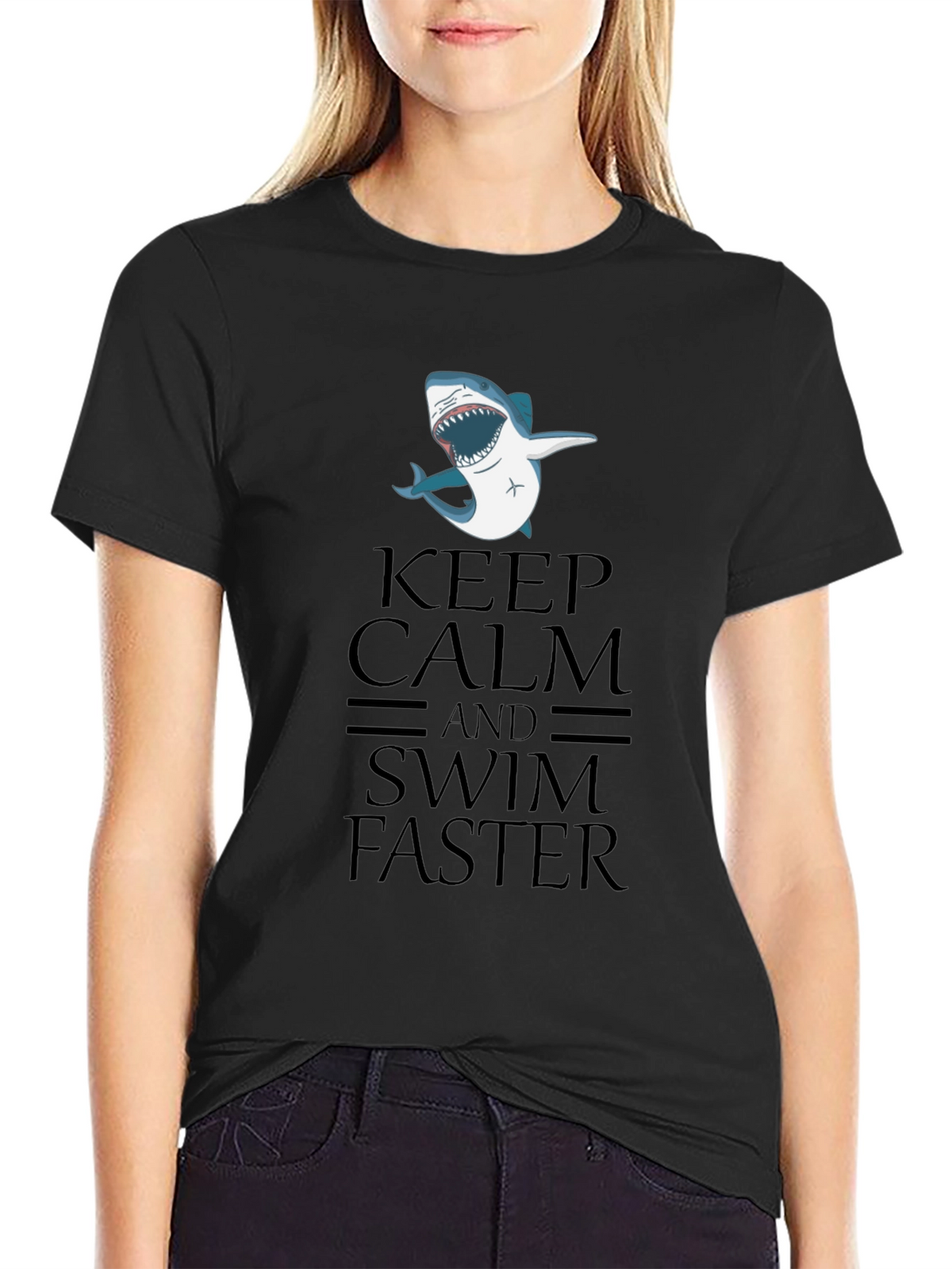 Keep Calm Shark Tee - Funny Novelty T-Shirt