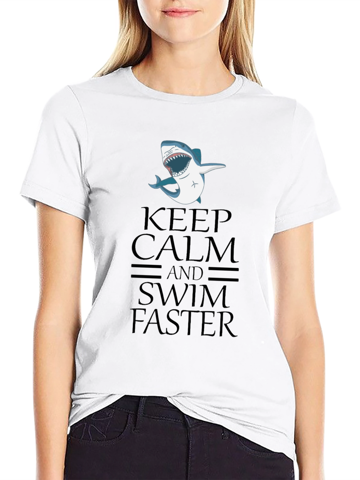 Keep Calm Shark Tee - Funny Novelty T-Shirt