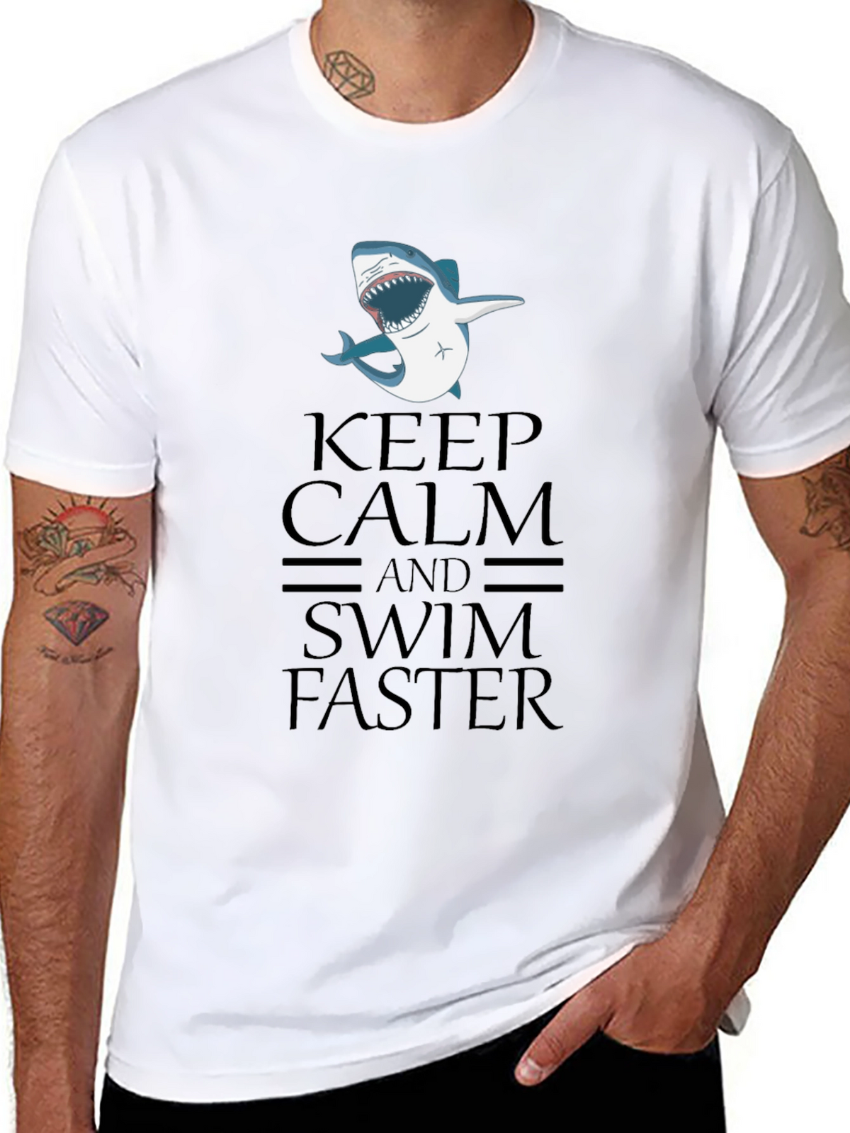 Keep Calm Shark Tee - Funny Novelty T-Shirt