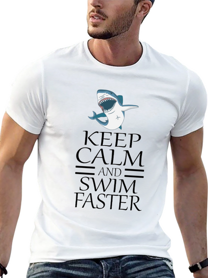 Keep Calm Shark Tee - Funny Novelty T-Shirt