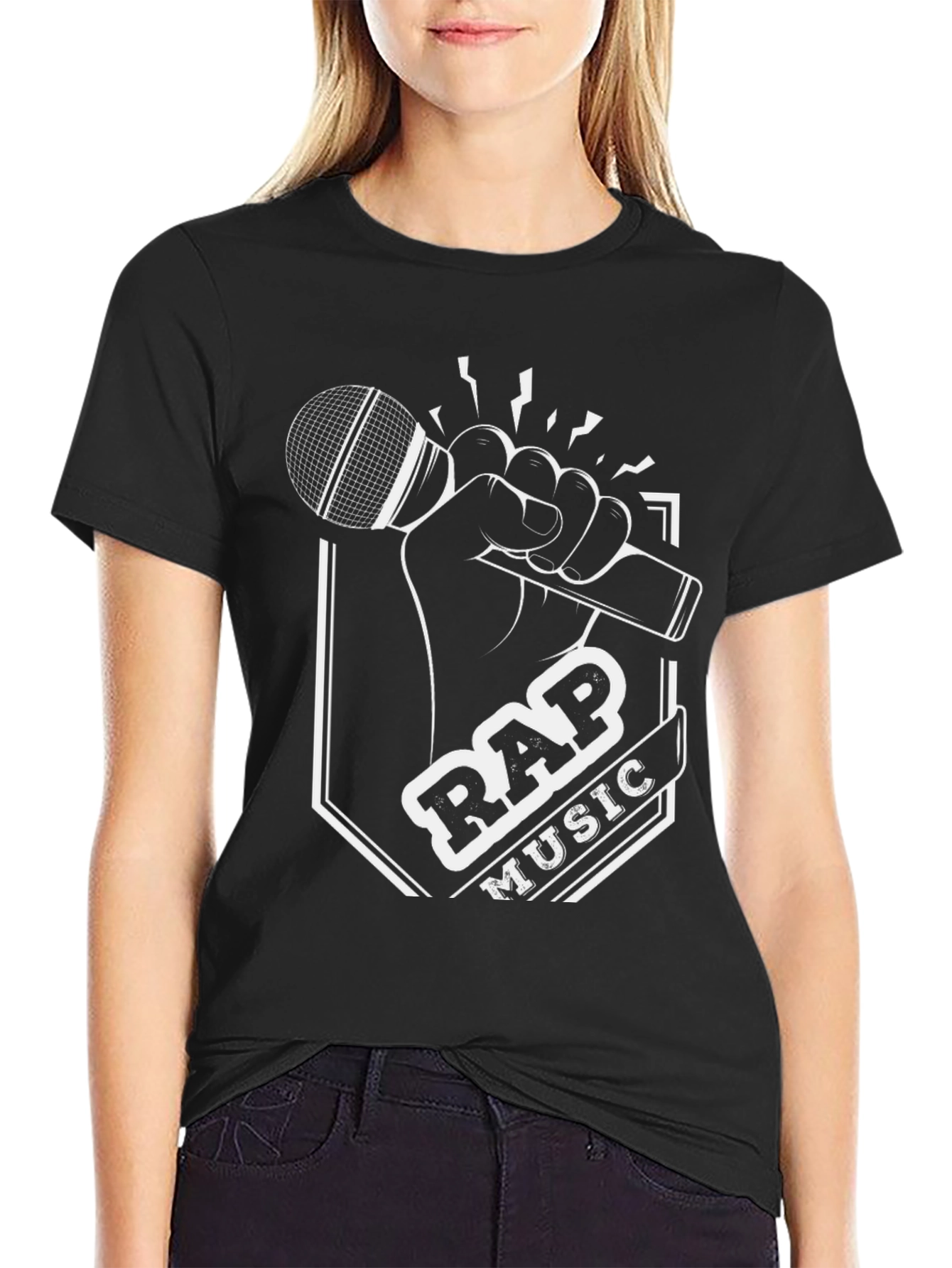 Rap Music Graphic T-Shirt - Black