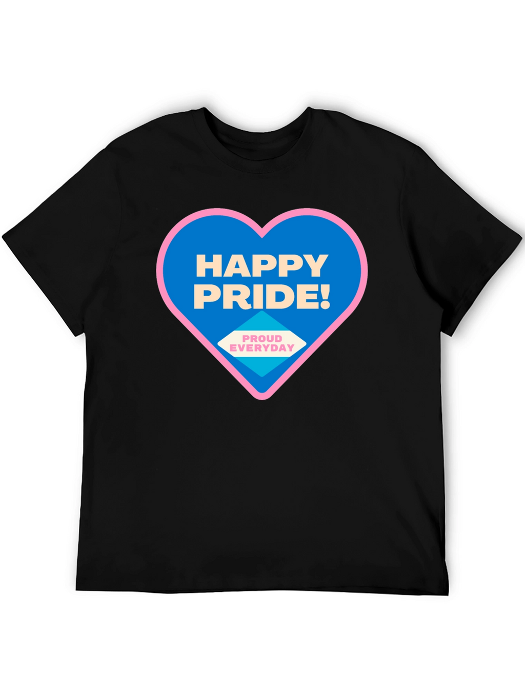 Happy Pride T-Shirt - Black Crew Neck
