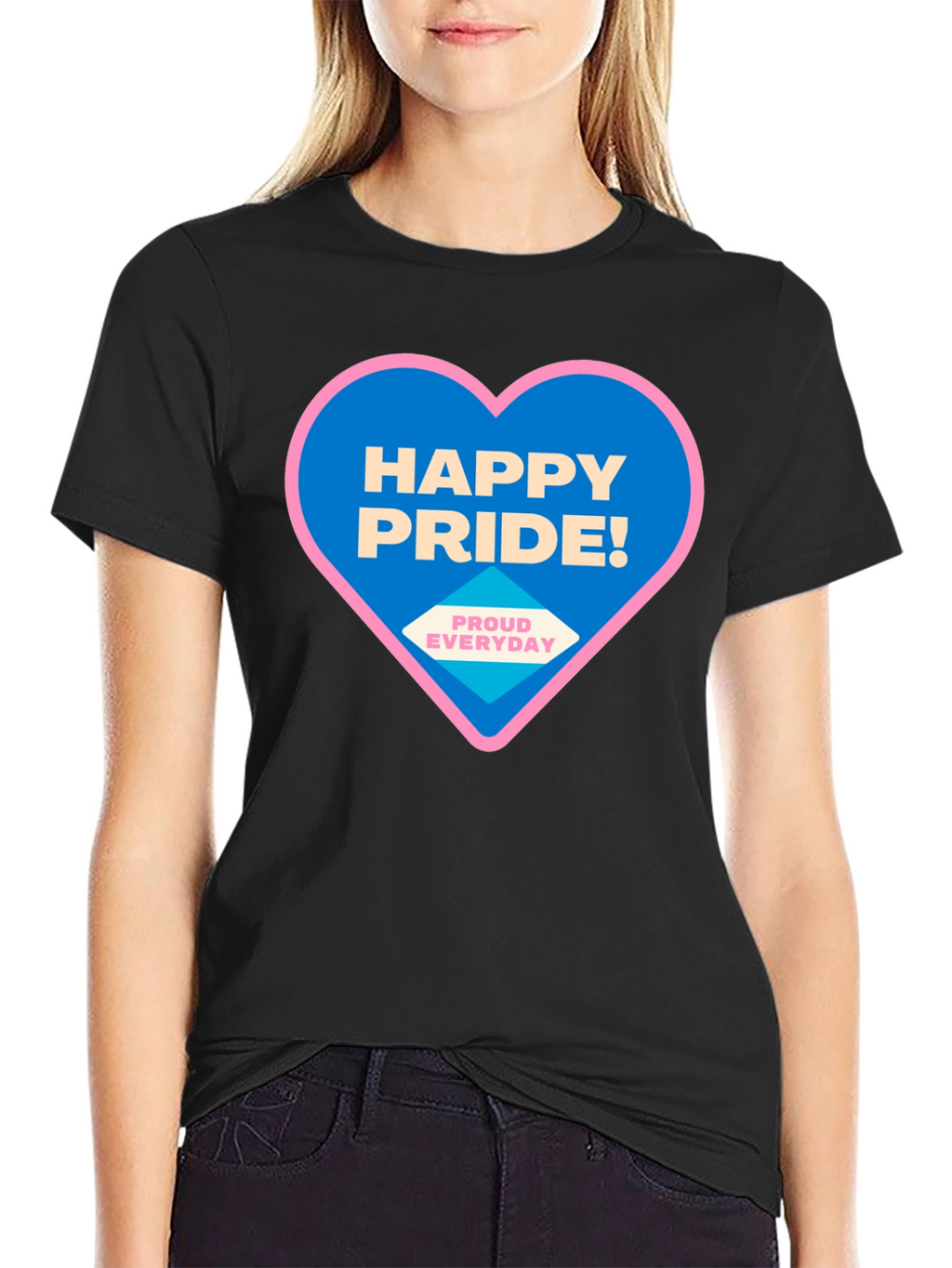 Happy Pride T-Shirt - Black Crew Neck