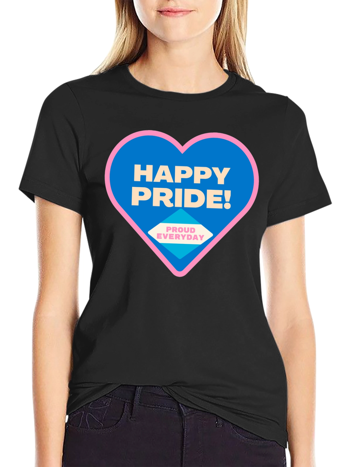 Happy Pride T-Shirt - Black Crew Neck