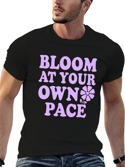 Bloom At Your Own Pace Black T-Shirt