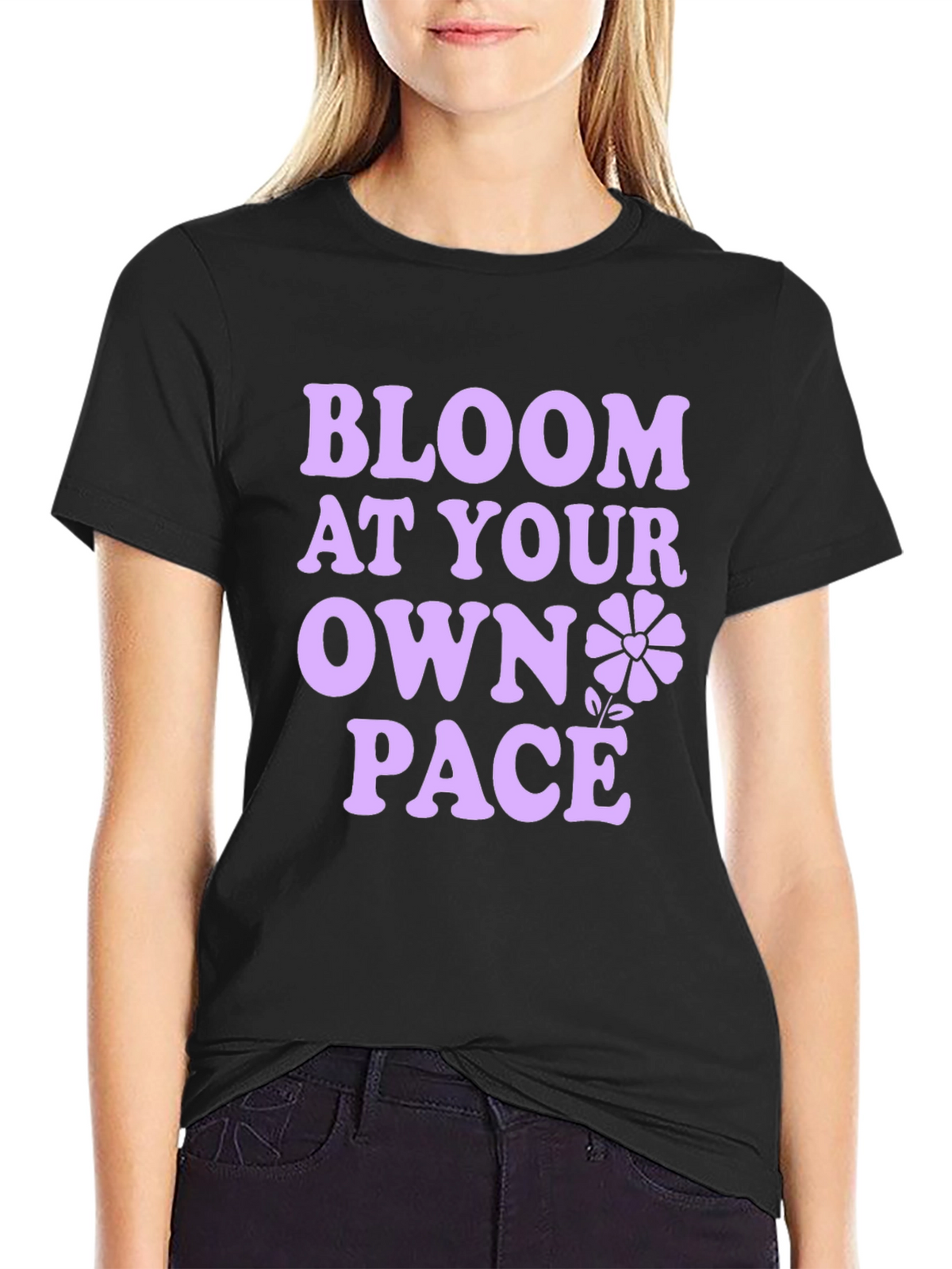 Bloom At Your Own Pace Black T-Shirt