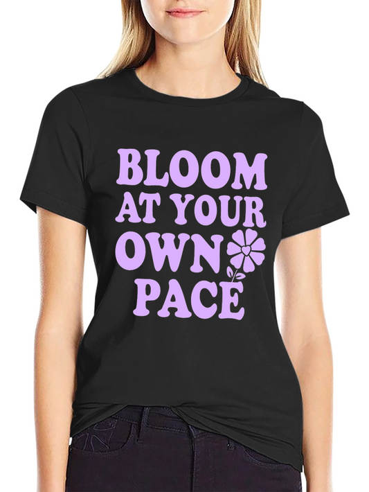 Bloom At Your Own Pace Black T-Shirt