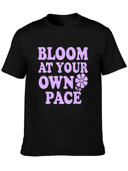 Bloom At Your Own Pace Black T-Shirt