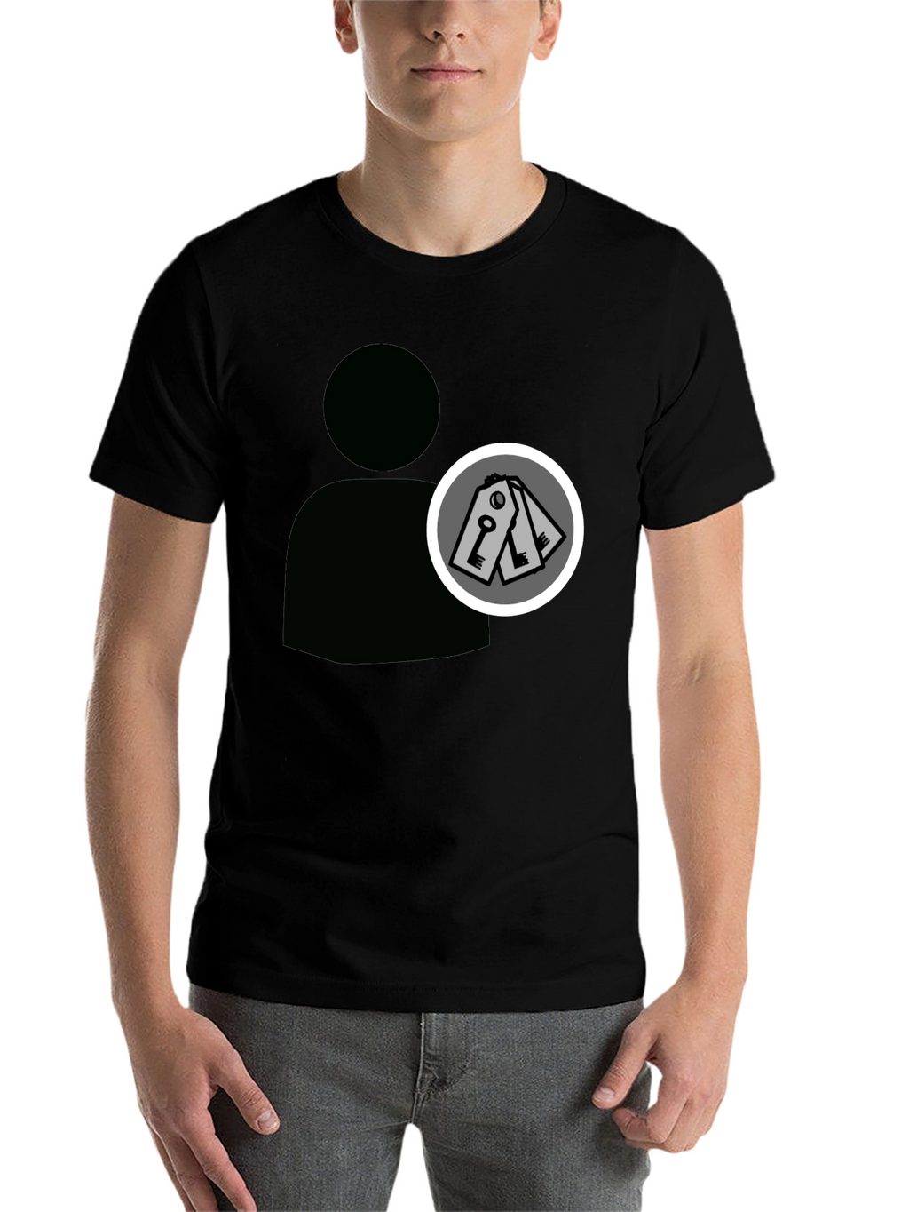 Abstract Keys Graphic Print Black T-Shirt