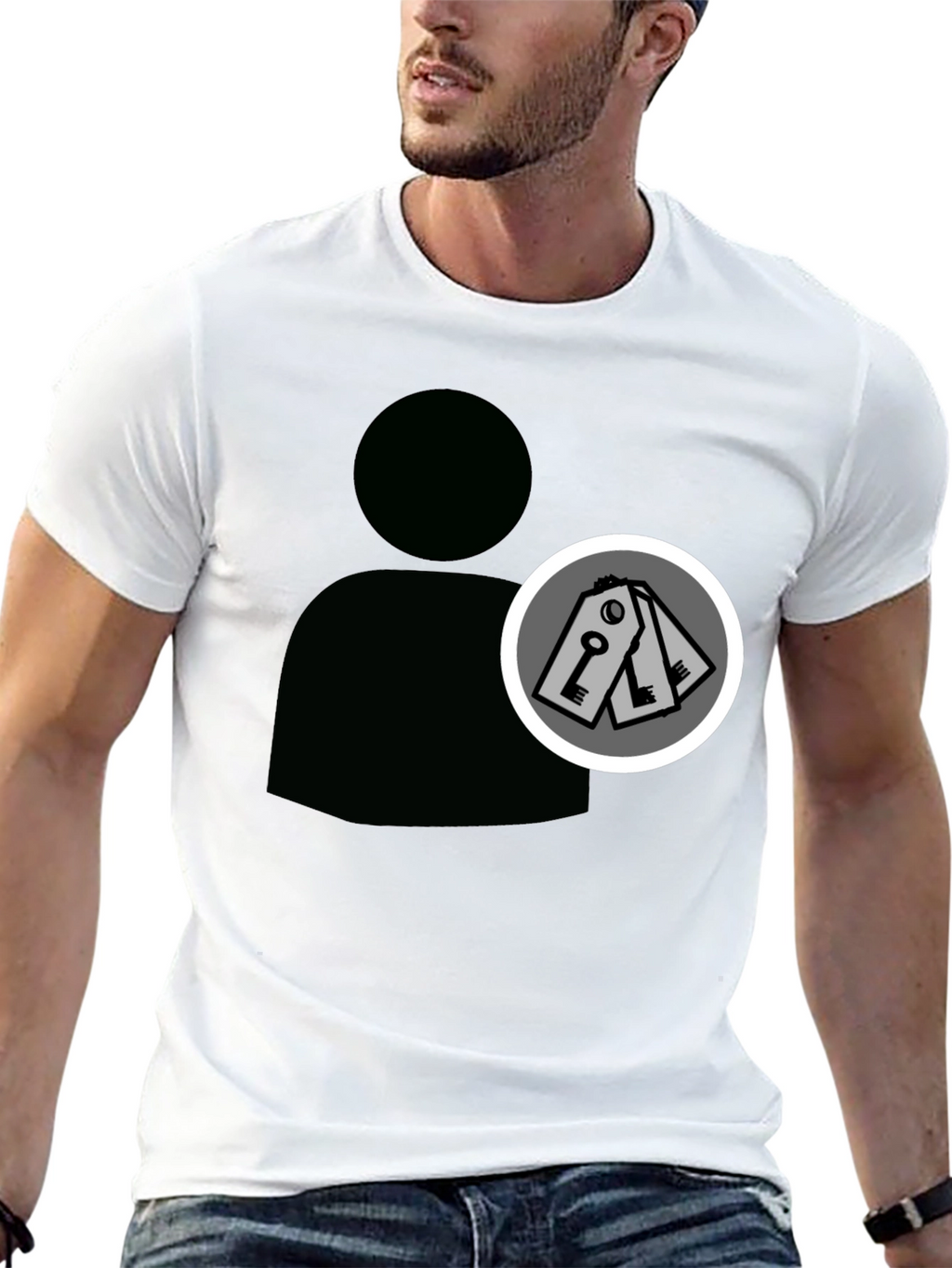 Abstract Keys Graphic Print Black T-Shirt