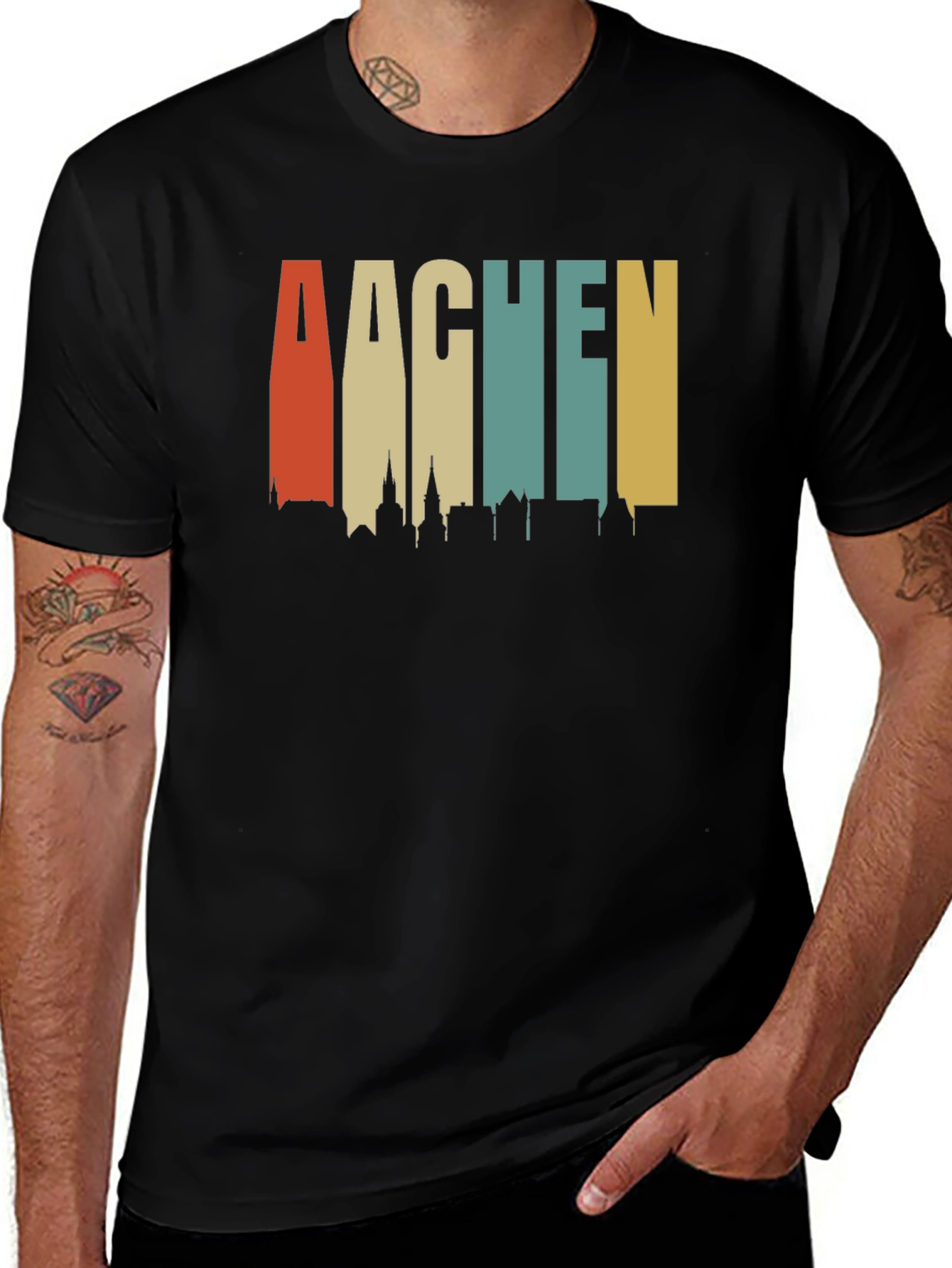 Aachen Skyline Retro T-Shirt