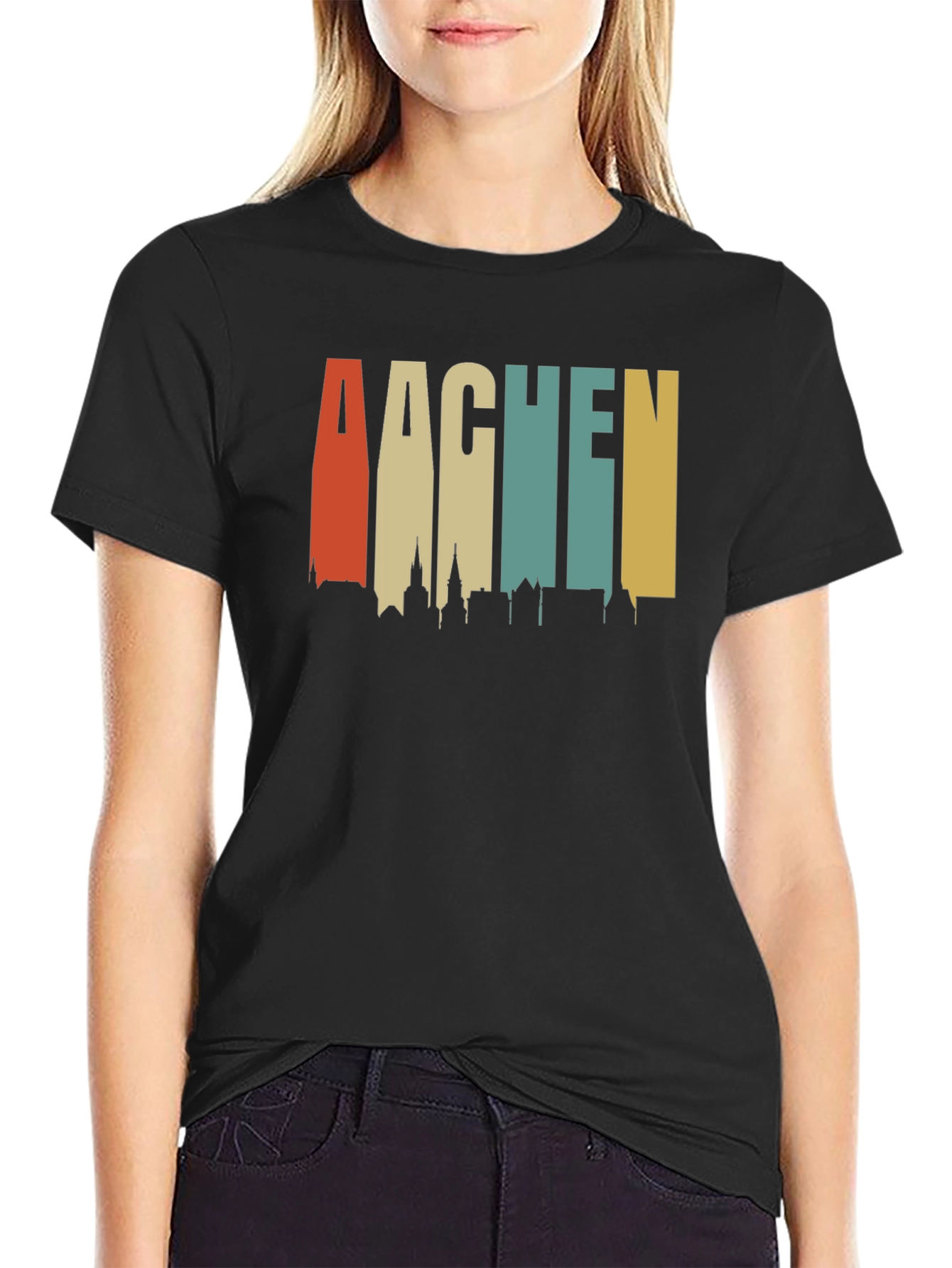 Aachen Skyline Retro T-Shirt