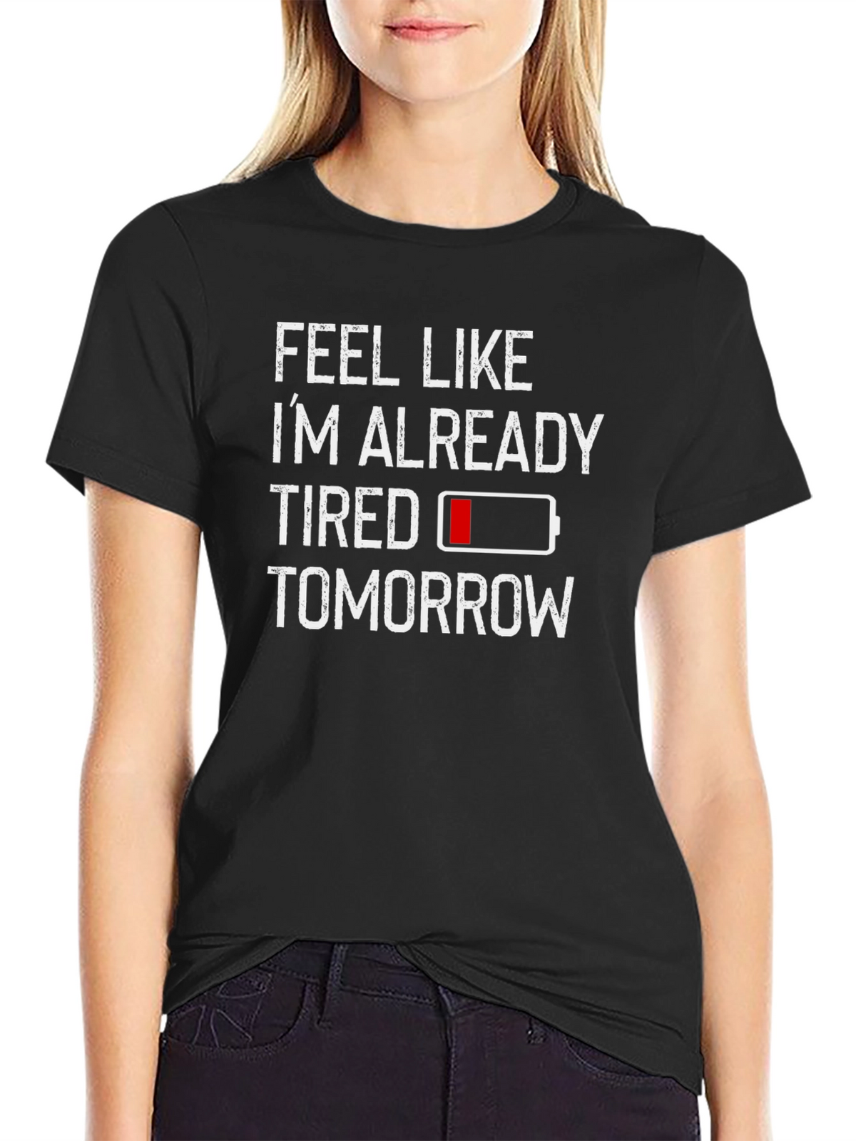 Funny Tired Tomorrow Black Graphic T-Shirt