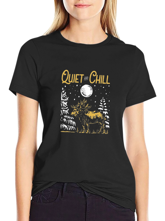Quiet & Chill Moose Graphic Tee - Black