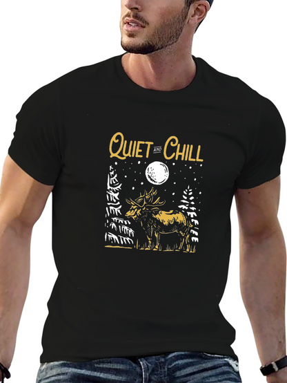 Quiet & Chill Moose Graphic Tee - Black